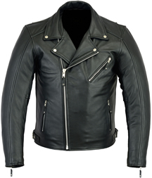 C211AH Men’s Cowhide Basic Biker Jacket with Side Adjuster Belts