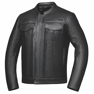 C6945 Leather Motorcycle Club Jacket with Hidden Pockets Panel Larger View